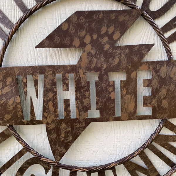 CUSTOM NAME LIGHTNIN HORSE SIGN RAW METAL BARN ROPE RING WESTERN HOME DECOR HANDMADE 24",32",36"