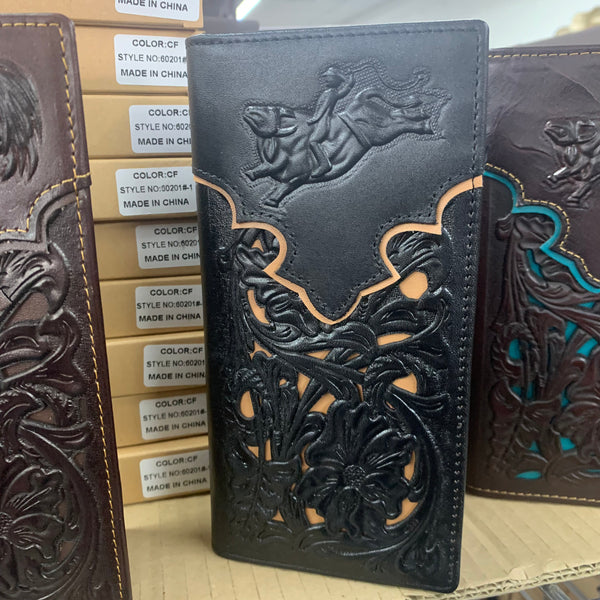 #LG GENUINE LEATHER WESTERN CHECKBOOK MEN'S WALLET WESTERN FASHION--FREE SHIPPING