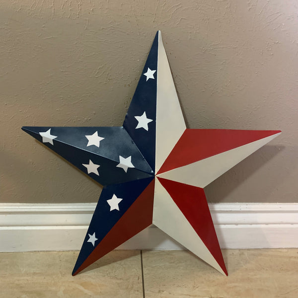 12",16",24",30",36" USA AMERICAN FLAG STAR STYLE #1 RED WHITE & BLUE METAL BARN STAR WALL ART HANDMADE STYLE# 1