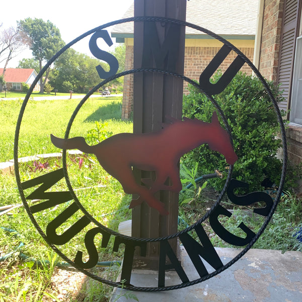 12",18",24",32",36" SMU MUSTANGS METAL CUSTOM VINTAGE CRAFT WALL ART TEAM SIGN HANDMADE