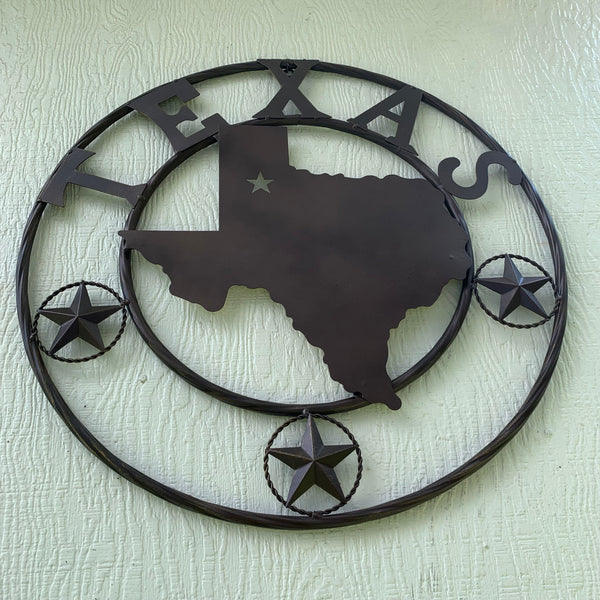 24" State of Texas Map Metal Wall Art Western Home Decor Vintage Rustic Bronze Copper New