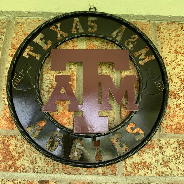 12",18",24",32" TEXAS A&M AGGIES WIDE BAND RING CUSTOM METAL VINTAGE CRAFT TEAM SIGN HANDMADE