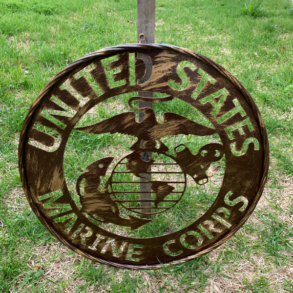 #EH10085 18",24",32" US MARINE CORPS MILITARY LASERCUT METAL PATRIOTIC WALL ART WESTERN HOME DECOR HANDMADE RUSTIC BRONZE COPPER