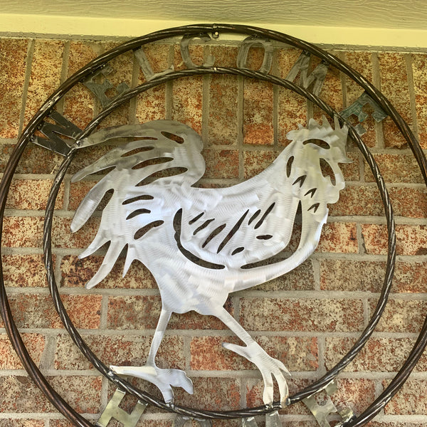 YOUR CUSTOM NAME ROOSTER LASERCUT RAW METAL ART WITH RING DESIGN WESTERN METAL ANIMAL ART HOME WALL DECOR BRAND NEW