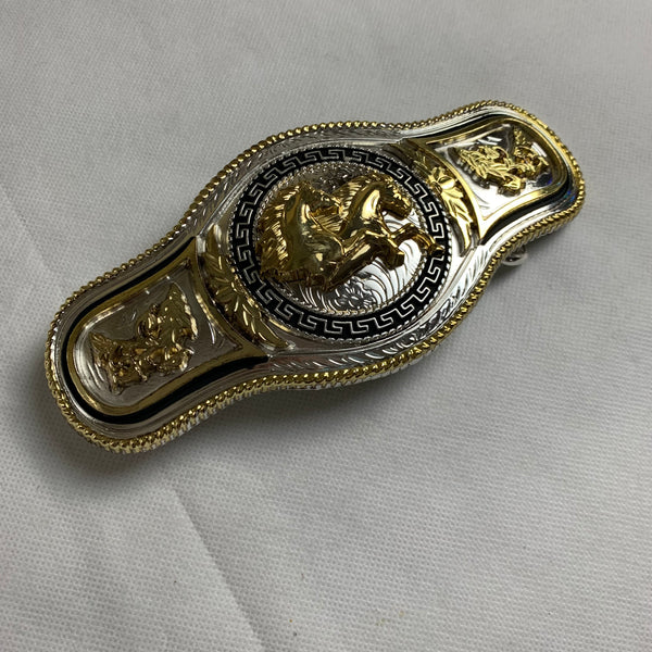 6.5" X 3.5" HORSE BELT BUCKLE GOLD SILVER BLACK WESTERN BUCKLE FASHION ART NEW #EH12271