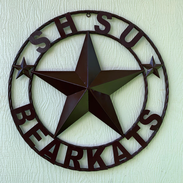 24",32" SHSU SAM HOUSTON BEARKATS RUSTIC DARK BROWN METAL CUSTOM VINTAGE CRAFT RUSTIC BROWN TEAM STAR HANDMADE