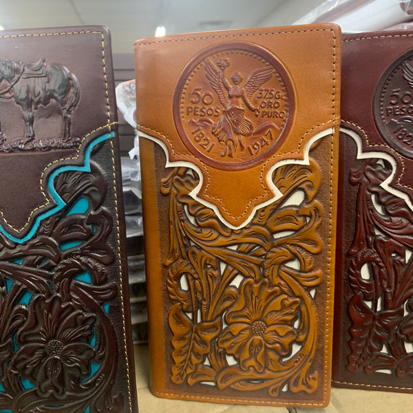 #LG GENUINE LEATHER WESTERN CHECKBOOK MEN'S WALLET WESTERN FASHION--FREE SHIPPING