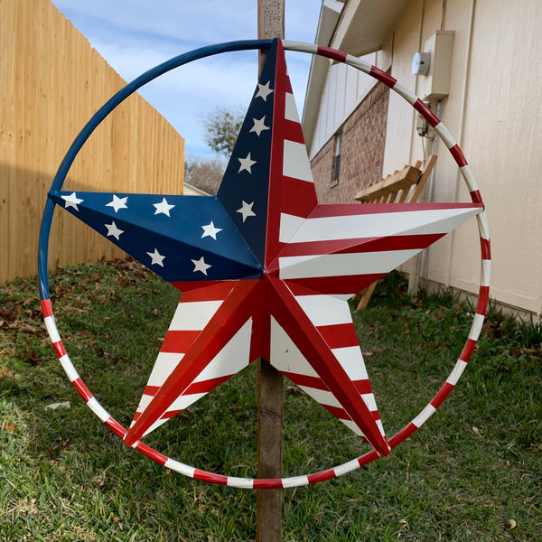 PEACE STAR METAL RED WHT BLUE STAR WESTERN HOME DECOR HANDMADE 12",16",24",32"36",38",40",48"