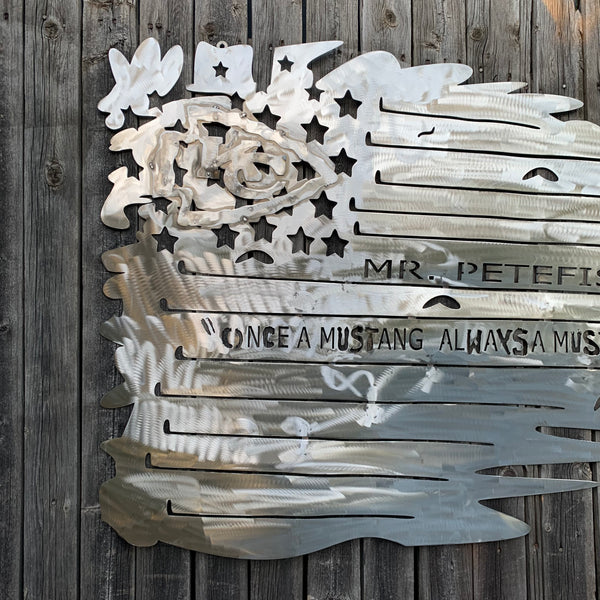 YOUR CUSTOM NAME TATTERED FLAG CUSTOM METAL VINTAGE CRAFT WALL ART HOME DECOR