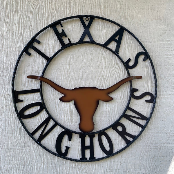 TEXAS LONGHORNS CUSTOM METAL VINTAGE CRAFT TEAM SIGN WESTERN HOME DECOR HANDMADE #EH90072