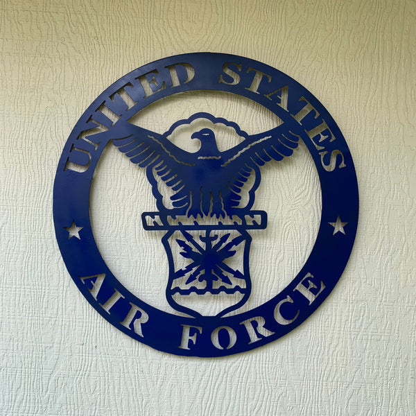 24" US AIR FORCE LASERCUT BLUE MILITARY METAL WALL ART AIRFORCE WESTERN HOME DECOR NEW