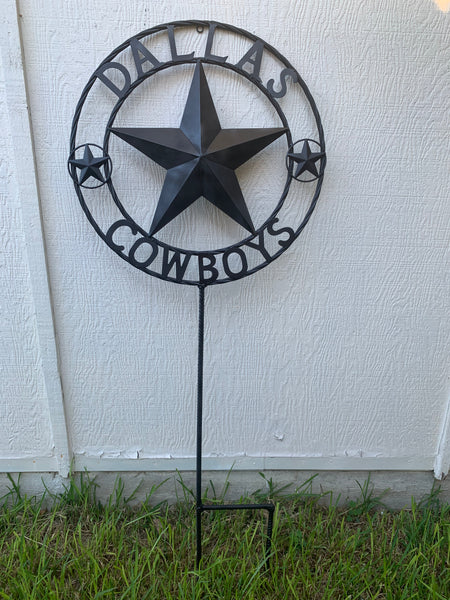 24" STAR & 34" STAKE DALLAS COWBOYS DECOR METAL ART WESTERN HOME WALL DECOR ALL RUSTIC BLACK STAR WITH 34" STAKE