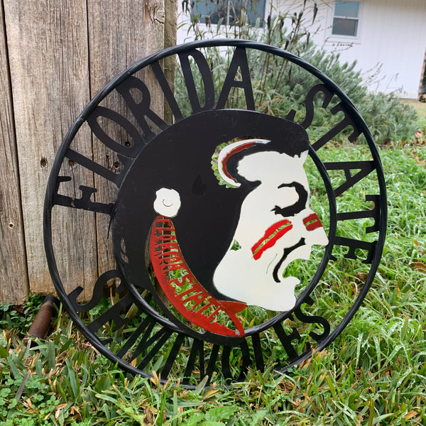 12", 18", 24", 32" FSU FLORIDA STATE SEMINOLES INDIAN LOGO METAL CUSTOM VINTAGE CRAFT TEAM SIGN