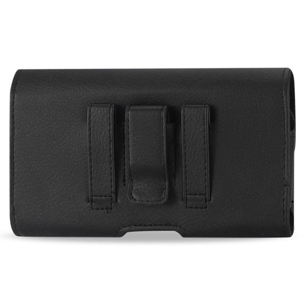 HP102B-BK 7" REIKO XL MEGA EXTRA LARGE LEATHER POUCH BELT LOOP HOLSTER CELL PHONE CASE UNIVERSAL OVERSIZE