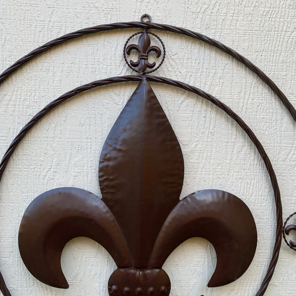 MULTI FLEUR DE LIS METAL WALL ART WESTERN HOME DECOR VINTAGE RUSTIC BROWN ART NEW