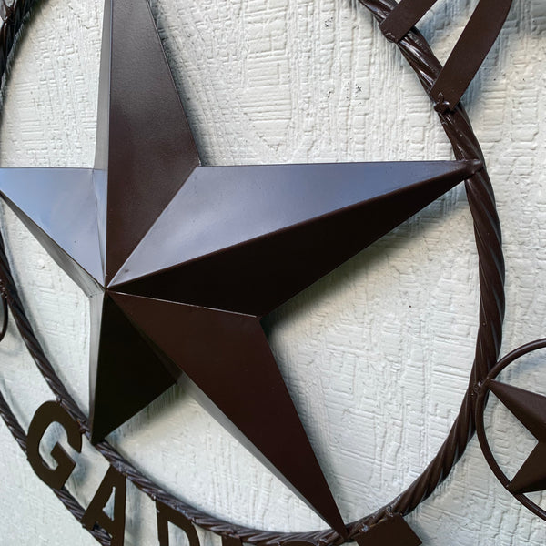 LONESTAR GARAGE STYLE CUSTOM BARN NAME STAR LONESTAR GARAGE METAL NAME BARN STAR WITH TWISTED ROPE RING 3d STAR ART WESTERN HOME DECOR RUSTIC BROWN