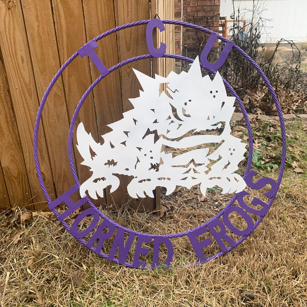 12",18",24",32",36" TCU HORNED FROGS CUSTOM METAL VINTAGE CRAFT TEAM SIGN HANDMADE