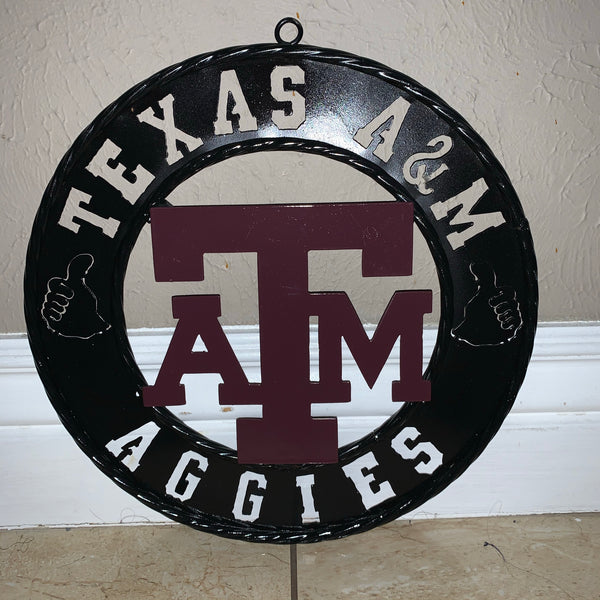 12",18",24",32" TEXAS A&M AGGIES WIDE BAND RING CUSTOM METAL VINTAGE CRAFT TEAM SIGN HANDMADE