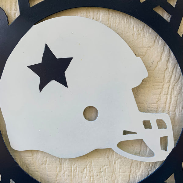 12", 18", 24", 32" DALLAS COWBOYS HELMET SIGN NAVY BLUE & WHITE METAL CUSTOM VINTAGE CRAFT WALL ART TEAM SIGN HANDMADE