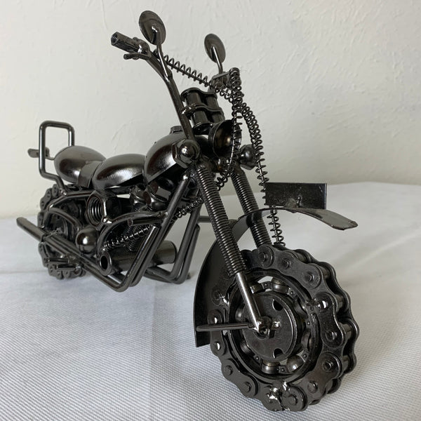 12" HARLEY STYLE MOTORCYCLE GUN METAL WESTERN HOME BAR DECOR NEW