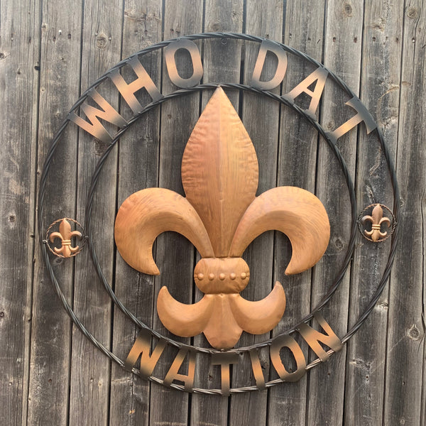 18", 24", 32" 36" WHO DAT NATION FLEUR DE LIS METAL WALL ART WESTERN HOME DECOR NEW