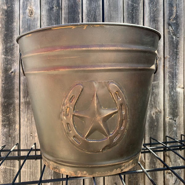 #RA3362 ROUND 12.5" HORSESHOE STAR TUB WESTERN HOME DECOR METAL ART--BRAND NEW