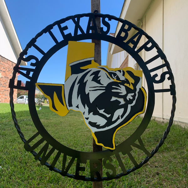 EAST TEXAS BAPTIST UNIVERSITY METAL CUSTOM VINTAGE CRAFT SIGN WALL ART TEAM HANDMADE