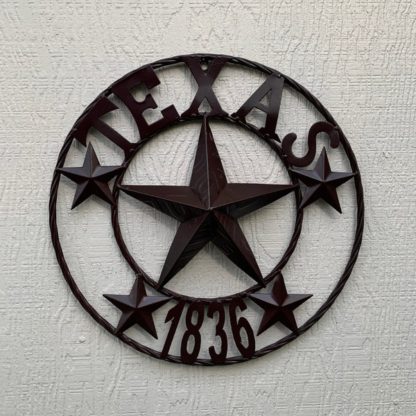16",24",32",50" RUSTIC BROWN TEXAS 1836 BARN STAR METAL ART WESTERN HOME DECOR VINTAGE RUSTIC DARK BROWN NEW
