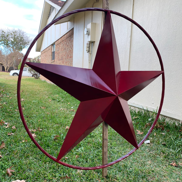 CRANBERRY BURGUNDY STAR RED STAR BARN METAL LONESTAR TWISTED ROPE RING WALL ART WESTERN HOME DECOR BRAND NEW