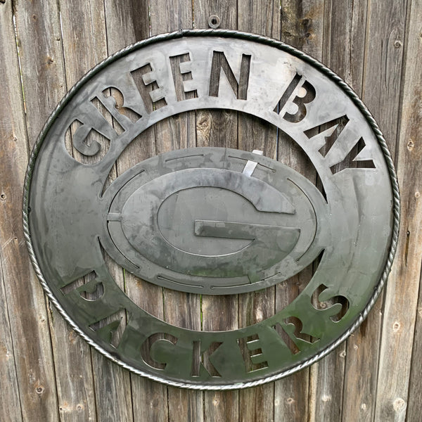 12",18",24",32",36" RAW METAL GREEN BAY PACKERS DISC CUSTOM METAL VINTAGE CRAFT TEAM SPORTS SIGN HANDMADE