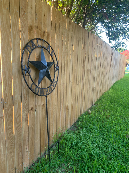 24" STAR & 34" STAKE DALLAS COWBOYS DECOR METAL ART WESTERN HOME WALL DECOR ALL RUSTIC BLACK STAR WITH 34" STAKE