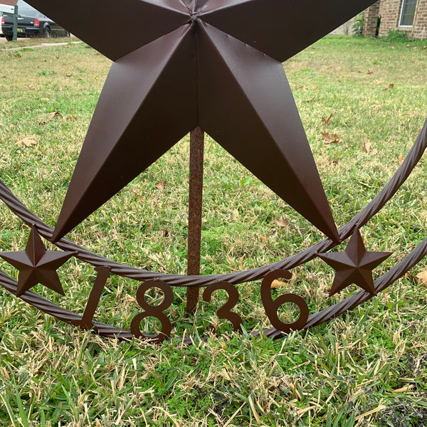 36" TEXAS 1836 BROWN BARN STAR METAL ART WESTERN HOME DECOR VINTAGE RUSTIC CRAFT ART