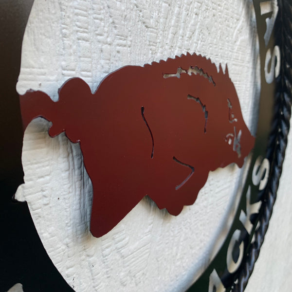 12", 18", 24", 32" ARKANSAS RAZORBACKS CUSTOM METAL VINTAGE CRAFT WIDE BAND RING TEAM SIGN HANDMADE