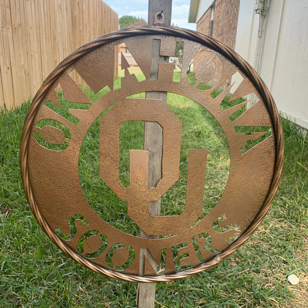 12",18",24",32" OU SOONERS HAMMERED COPPER CUSTOM METAL VINTAGE CRAFT TEAM SIGN HANDMADE CRAFT