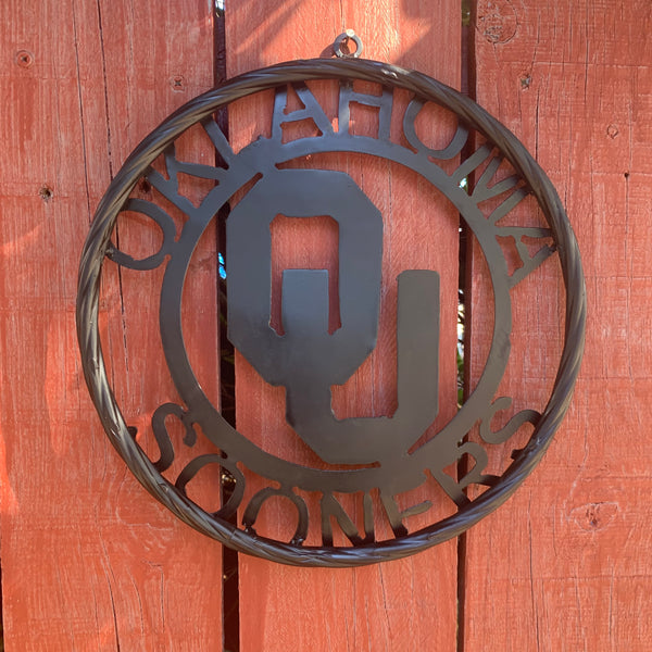 12", 18", 24", 32" OU OKLAHOMA SOONERS RUSTIC BLACK METAL CUSTOM VINTAGE CRAFT WALL ART TEAM SIGN HANDMADE