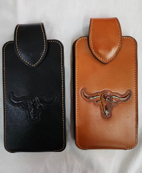 #LG 7" WESTERN PHONE LEATHER POUCH EXTRA LARGE  BELT LOOP HOLSTER CELL PHONE CASE UNIVERSAL OVERSIZE