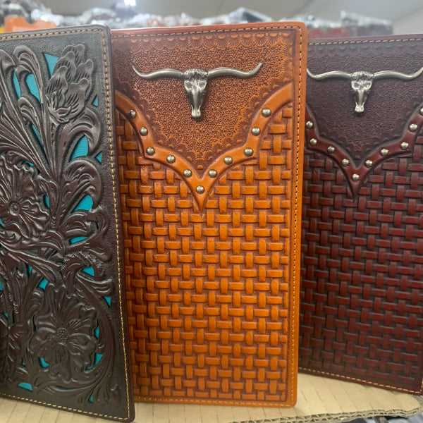 GENUINE LEATHER WESTERN CHECKBOOK MEN'S WALLET WESTERN FASHION ...