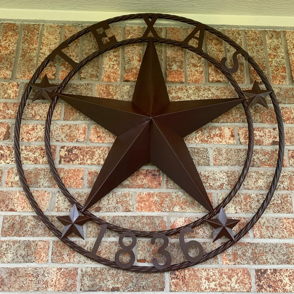 36" TEXAS 1836 BROWN BARN STAR METAL ART WESTERN HOME DECOR VINTAGE RUSTIC CRAFT ART