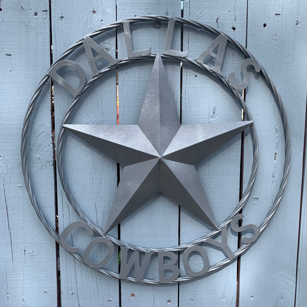 DALLAS COWBOYS RUSTIC GREY BARN LONE STAR CUSTOM METAL VINTAGE STAR WESTERN HOME DECOR