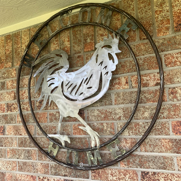 YOUR CUSTOM NAME ROOSTER LASERCUT RAW METAL ART WITH RING DESIGN WESTERN METAL ANIMAL ART HOME WALL DECOR BRAND NEW