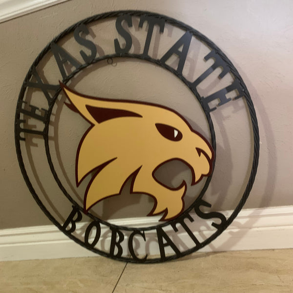 12",18",24",32",36" TEXAS STATE BOBCATS CUSTOM METAL VINTAGE CRAFT TEAM SIGN WESTERN HOME DECOR HANDMADE