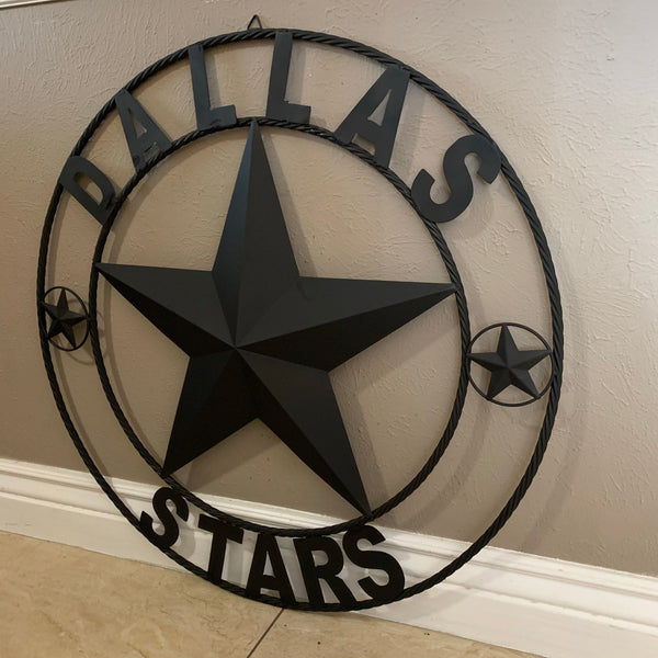 DALLAS STARS RUSTIC BLACK LONE STAR METAL HOCKEY TEAM WESTERN HOME DECOR CRAFT