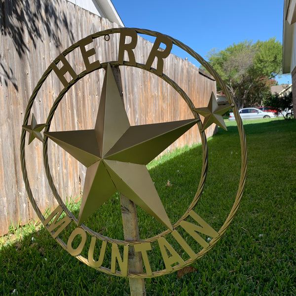 KOLET FAMILY STYLE YOUR CUSTOM FAMILY NAME STAR METAL BARN STAR ROPE RING KOLET FAMILY WESTERN HOME DECOR VINTAGE RUSTIC BROWN NEW HANDMADE 24",32",34",36",40",42",44",46",50"
