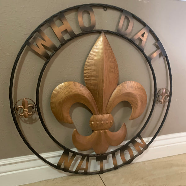 18", 24", 32" 36" WHO DAT NATION FLEUR DE LIS METAL WALL ART WESTERN HOME DECOR NEW