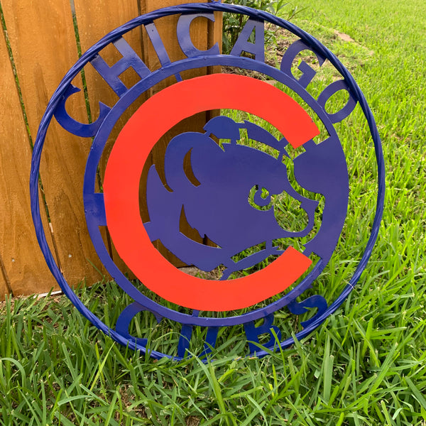 12", 18", 24", 32" CHICAGO CUBS CUSTOM METAL VINTAGE CRAFT TEAM SPORTS SIGN HANDMADE