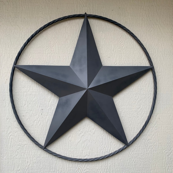 RUSTIC GREY BARN LONE STAR WITH TWISTED ROPE RING METAL WALL ART WESTERN HOME DECOR VINTAGE RUSTIC CRAFT NEW 12",16",24",32",36",38",40",48",60",72",96"