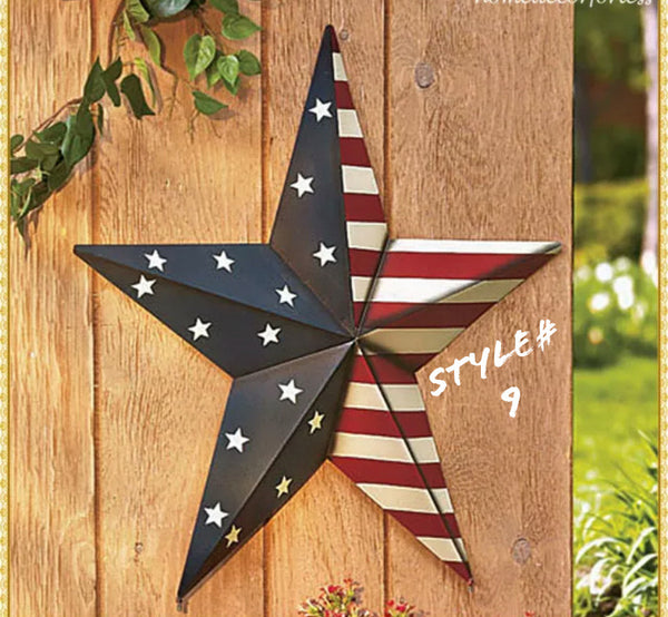 24" USA FLAG STAR RED WHITE & BLUE AMERICANA METAL BARN STAR METAL WALL ART HANDMADE TO ORDER