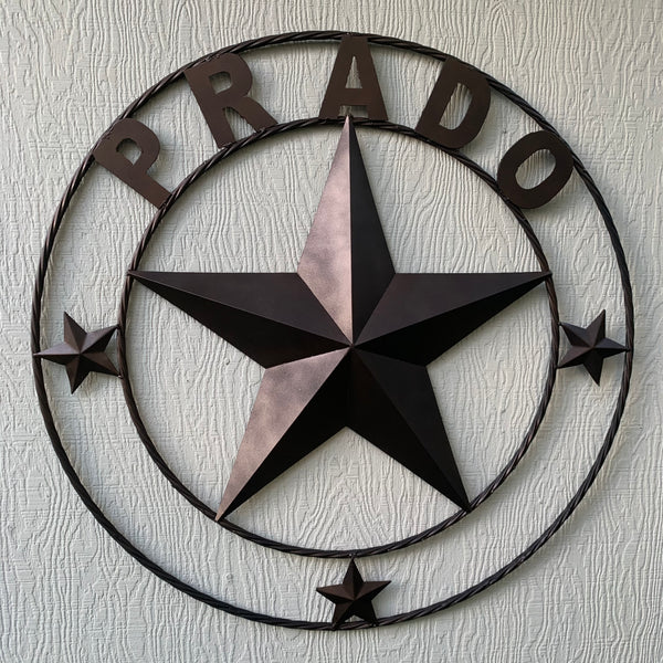 KOLET FAMILY STYLE YOUR CUSTOM FAMILY NAME STAR METAL BARN STAR ROPE RING KOLET FAMILY WESTERN HOME DECOR VINTAGE RUSTIC BROWN NEW HANDMADE 24",32",34",36",40",42",44",46",50"