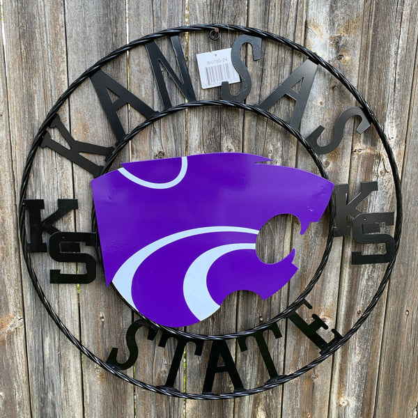 KANSAS STATE METAL CUSTOM VINTAGE CRAFT WALL ART TEAM SIGN HANDMADE
