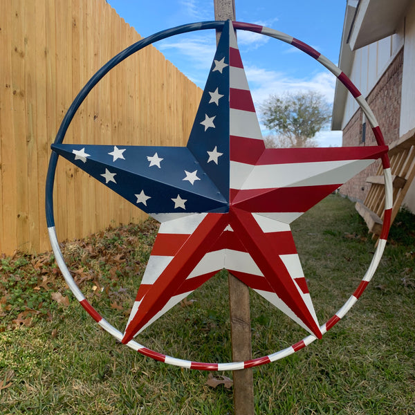 PEACE STAR SIGN METAL RED WHT BLUE STAR WESTERN HOME DECOR HANDMADE 12",16",24",32"36",38",40",48"